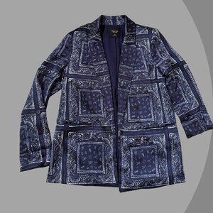 Simply Vera Vera Wang Women's Paisley Blue Satin Blazer, Size XS